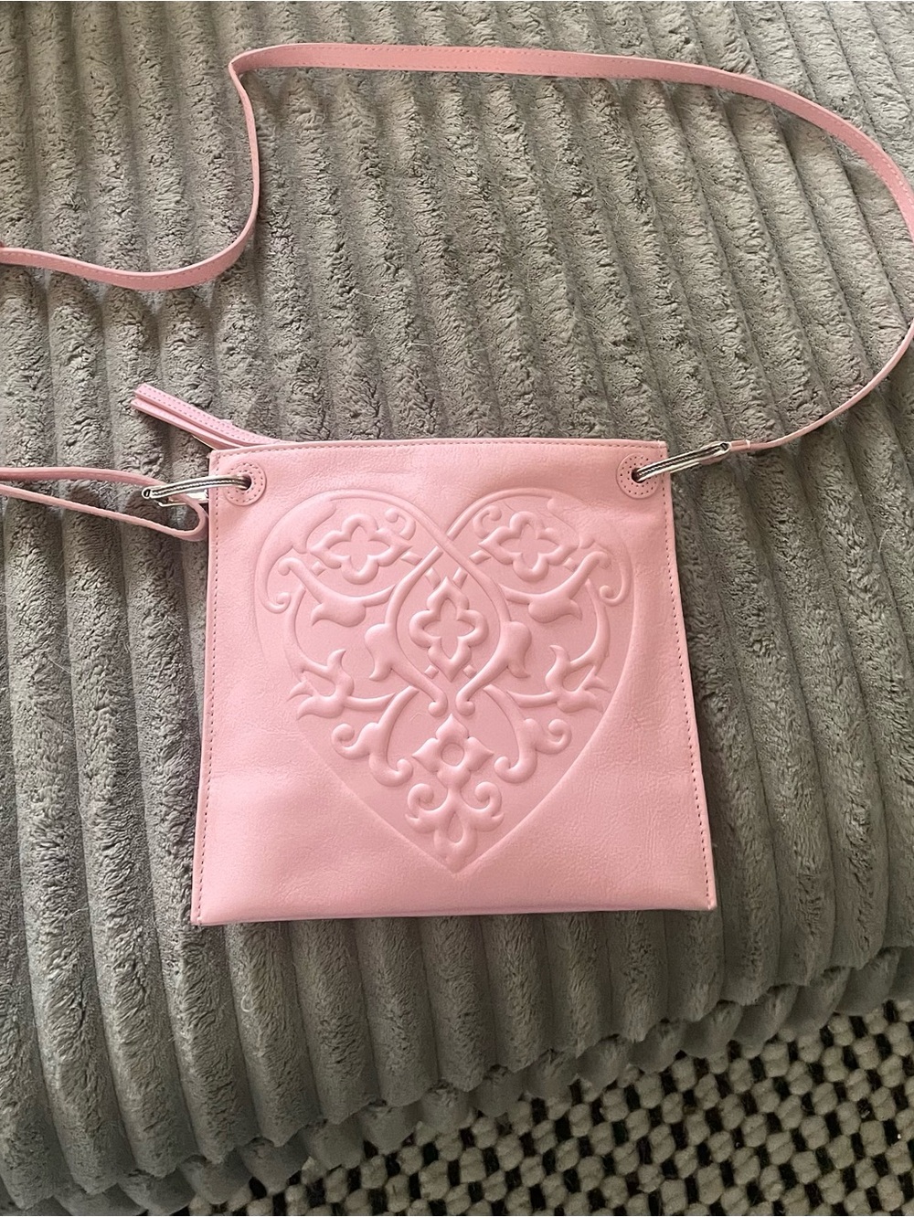 Brighton Pink leather embossed Heart Crossbody Bag - NWOT